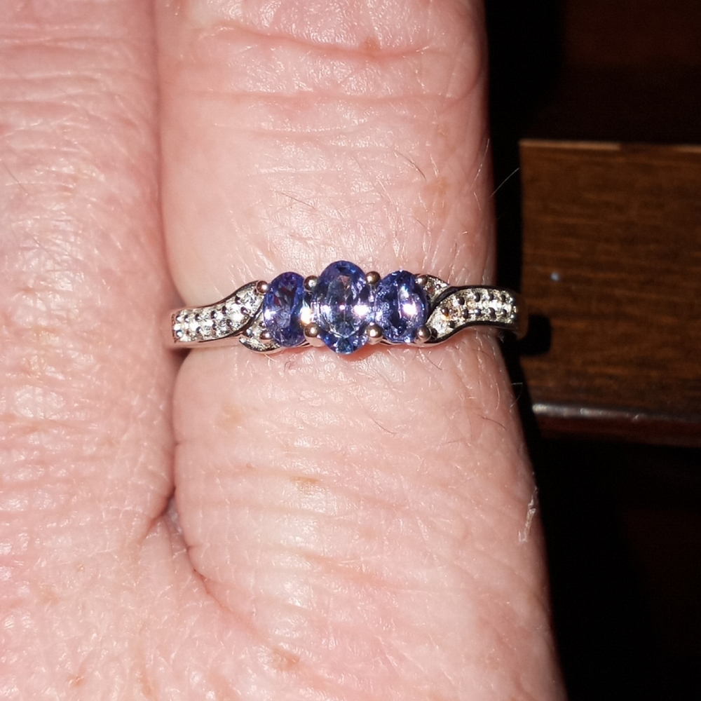 Tanzanite/Zircon Platinum over Sterling Ring